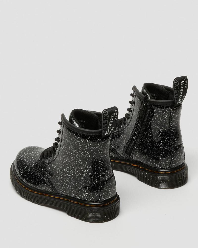 Black Kids' Dr Martens Toddler 1460 Glitter Lace Up Boots | CA 691BEX